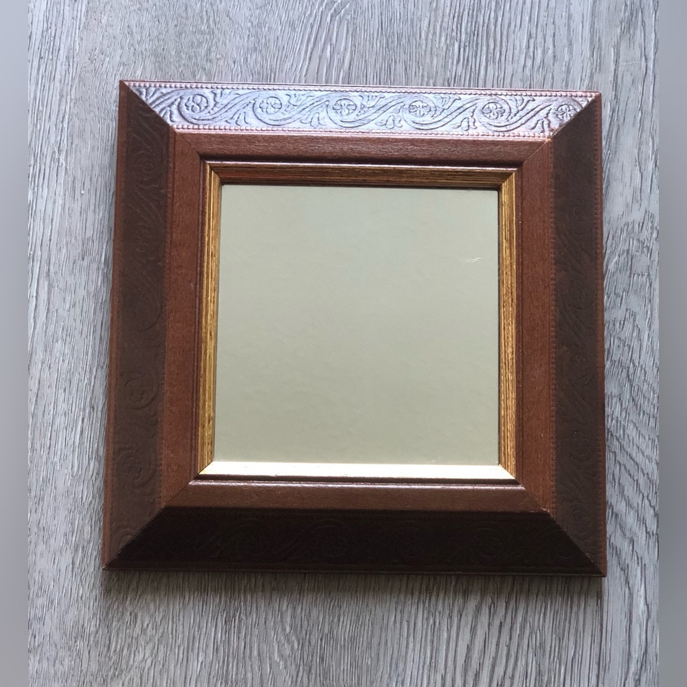 Vintage Home Interiors Gifts Small Wood Framed Decorative Mirror Square 8x8 USA